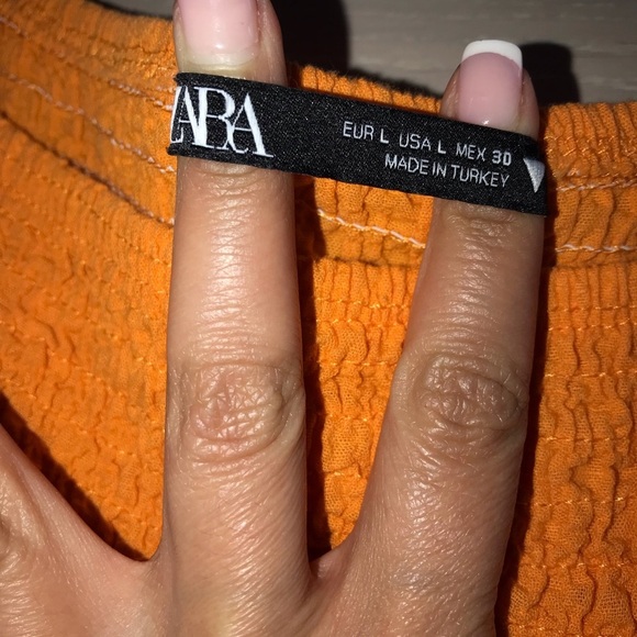 Zara orange 🍊 textured mini dress size Large L - Picture 6 of 8